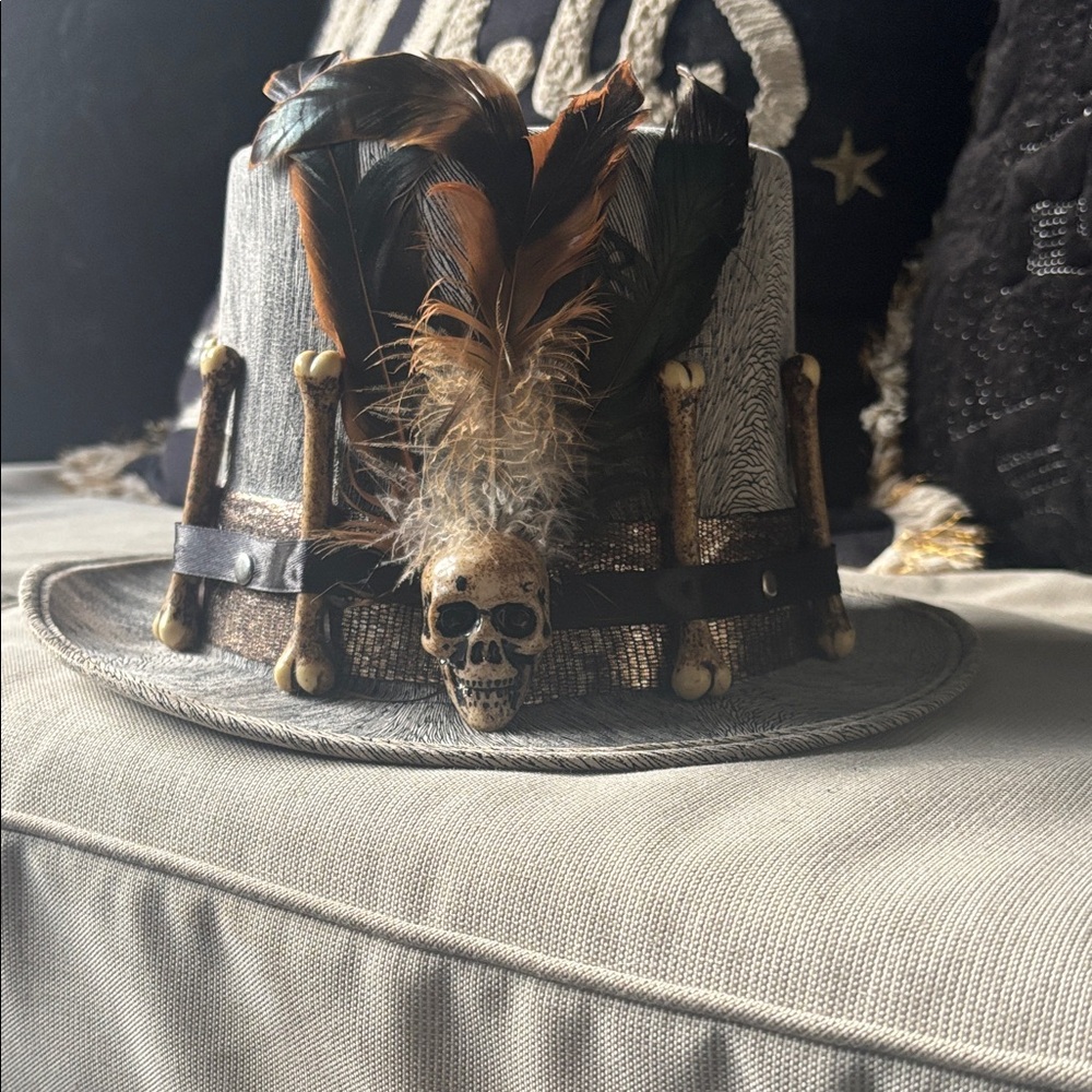 Halloween Feathered Skull Decor Hat